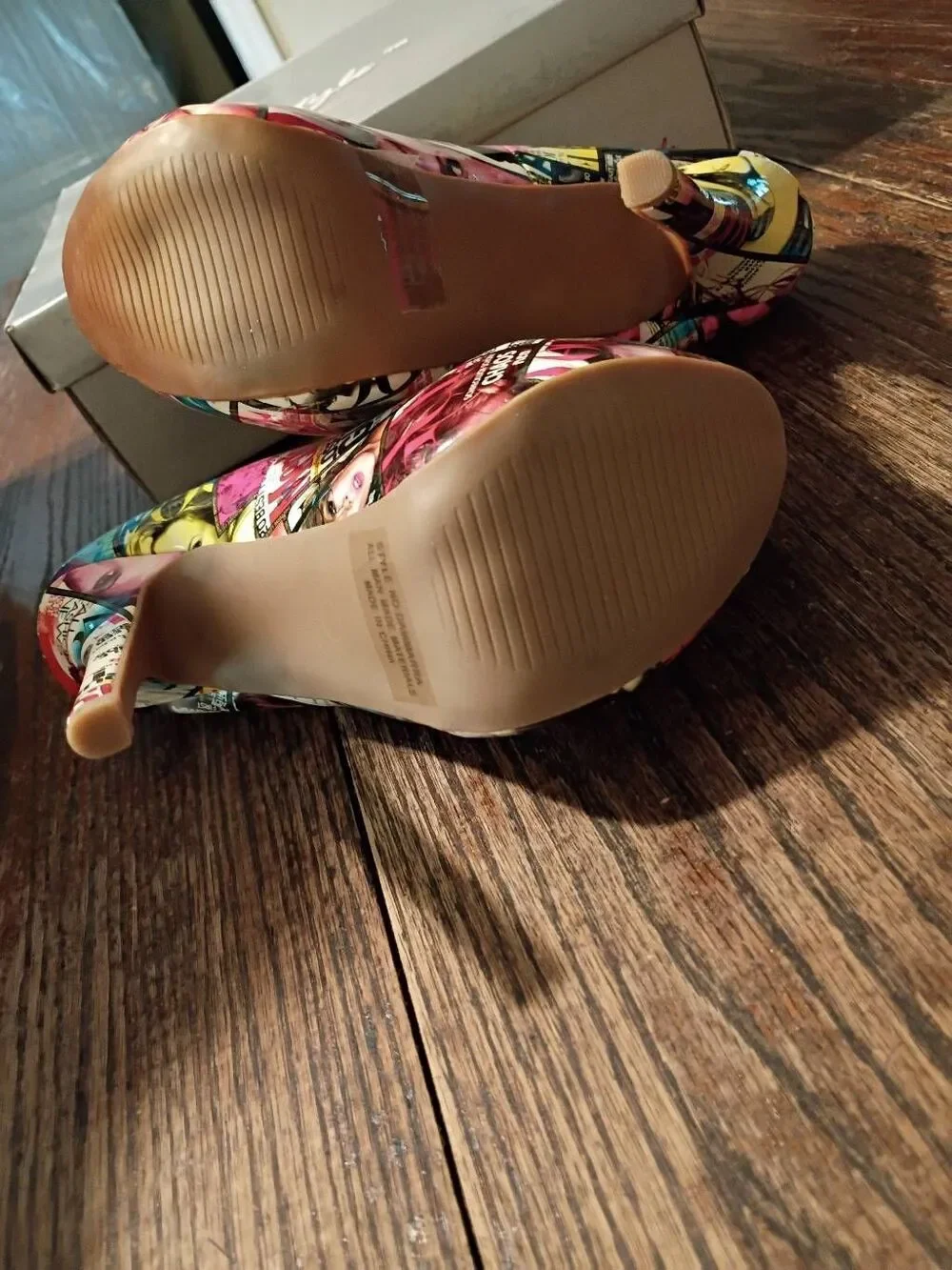 New Sz 9 Colorful Newspaper Magazine Platform Stilettos High Heel Pump Shoes